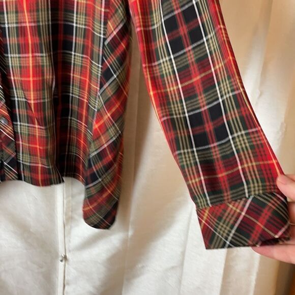 J Jill plaid button down shirt green yellow red S - Picture 5 of 10